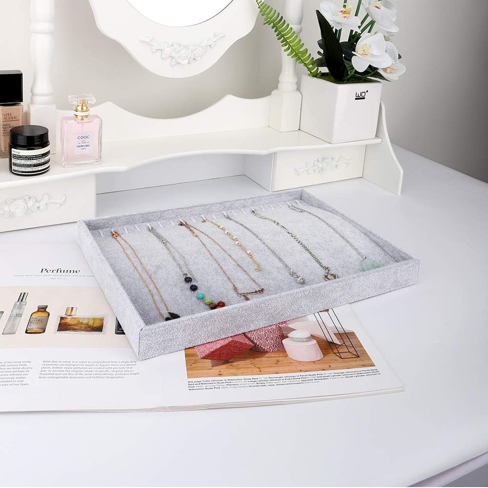 Emibele Glasses Organizer Jewelry Tray, 8 Grids with Clear Lid Velvet Tray Watch Storage Stackable Jewelry Showcase Display Storage with Detachable Inner Dividers, Beige