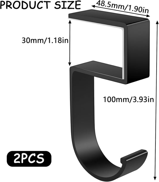 2PCS Heavy Duty Purse Hook for Table, Portable 5-Shaped Handbag Hanger for Desk, Non-Slip Alloy Bag Holder for Umbrellas, Backpacks, Office and Dining Use (Black)