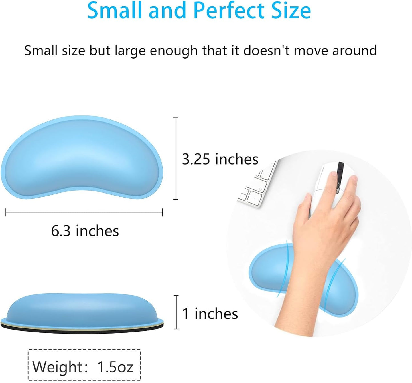 Dapesuom Mouse Wrist Rest, Ergonomic Memory Foam Mouse Wrist for Computer Desk Mats Support, PU Leather Hand Rest Pad Cushion for Gaming, Laptop, Men, Women, Pain Relief & Easy Typing, Black