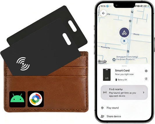 Android Wallet Tracker Card Rechargeable Air Tags-2 Pack, Works with Google Find Hub App (Android Only), 1.8mm Ultra-Slim, IP68 Waterproof, for Luggage/Passports/Keys/Bags