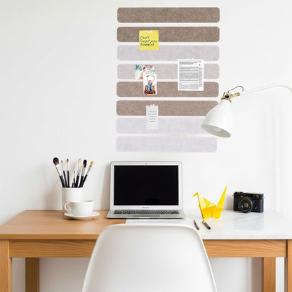 Vuzvuv 8 pcs Bulletin Board Bar Strips with 50 Pushpins & 10 Wooden Clip pins，Self Adhesive Cork Board for Wall，Felt Pin Board for School，Office Decor（Black White Grey）
