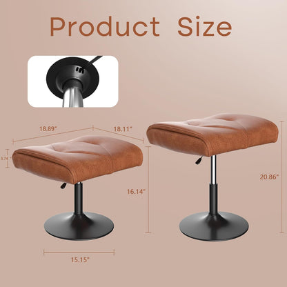 VECELO Foot Rest Under Desk Ottoman, PU Height Adjustable Footrest with Comfort Padding, Leg Rest for Desk for Relieving Leg Pain, Stiffness, and etc, Black