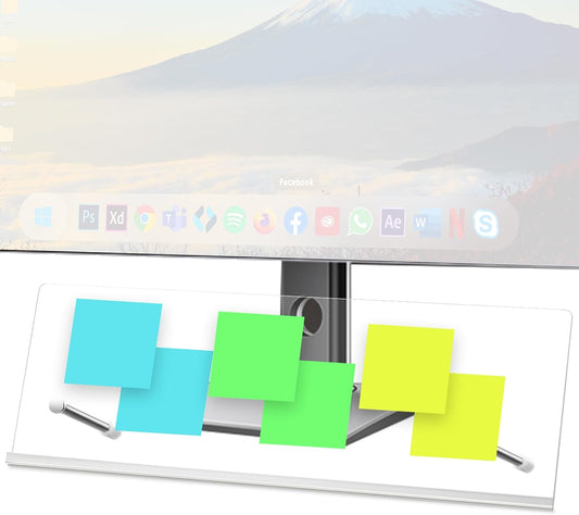 Monitor Memo Board Holder 14"x5", Office Organization Memo Holders for Computer Sticky Note Holder, Space-Saving Under Monitor, Movable & Reusable, Screen Saver for Office & Home Desktop Decor