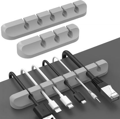 AHASTYLE Cable Organizer Holder 5 Slots Desktop Cord Wire Clips Keeper for Organizing USB Cable/Power Cord/Wire Home Office and Car (Pink)