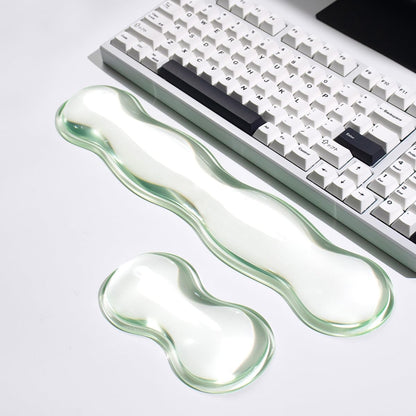 Clear Gel Wrist Rest for Keyboard and Mouse, Green Silicone Mouse Wrist Rest Set, Cute Ergonomic Wrist Rest for Keyboard 60%/75%(Green)