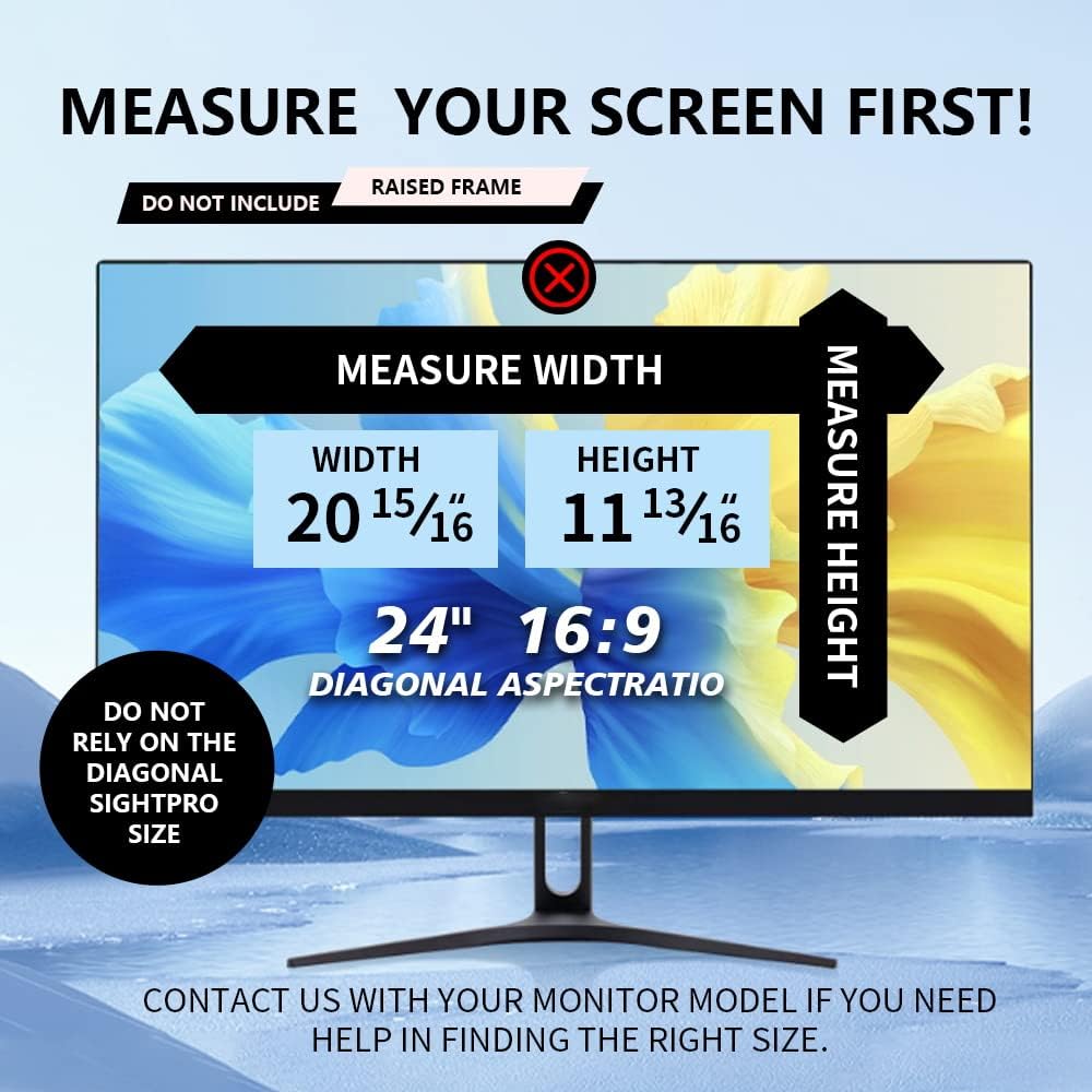 2 Pack Magnetic Hanging Computer Privacy Screen 24 Inch for 16:9 Widescreen Monitor, Removable Privacy Screen Anti Glare Blue Light Computer Screen Privacy Shield, Anti-Scratch 24in Protector Film