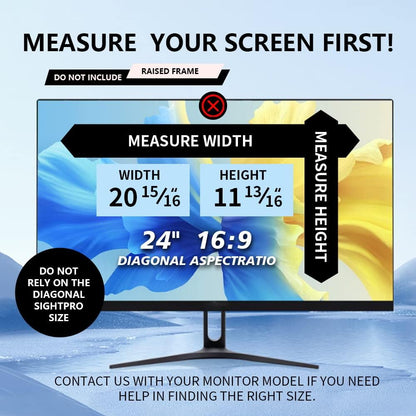 2 Pack Magnetic Hanging Computer Privacy Screen 24 Inch for 16:9 Widescreen Monitor, Removable Privacy Screen Anti Glare Blue Light Computer Screen Privacy Shield, Anti-Scratch 24in Protector Film