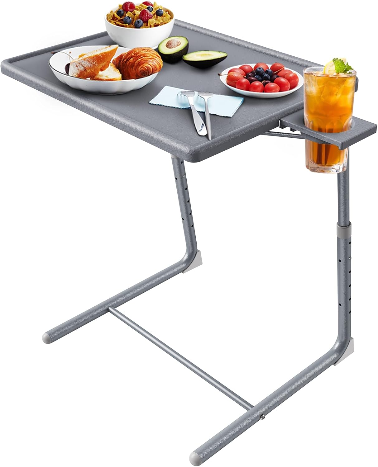 HUANUO TV Tray, Adjustable TV Tray Table - TV Dinner Tray on Bed & Sofa, Comfortable Folding TV Tray with 6 Height & 3 Tilt Angle Adjustments (Black)
