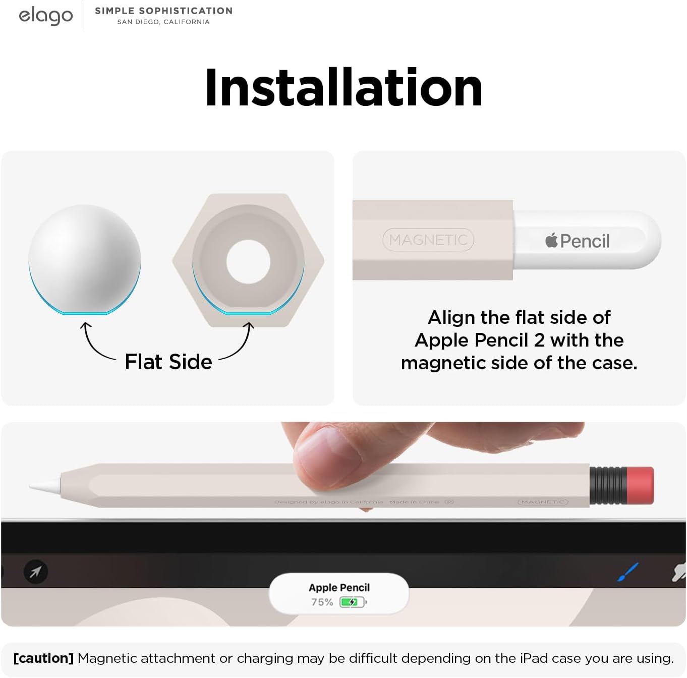 elago Compatible with Apple Pencil Pro Case & Apple Pencil 2nd Generation Case, Compatible with Magnetic Charging, Double Tap, Squeeze, Haptic (Must Read Installation Instructions) [Lovely Pink]