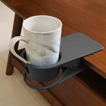 Dirza Upgraded Clip On Cup Holder for Office Chair Table Desk Side to Hold Coffee Mug Water Soda Tea Drinking Bottle Black