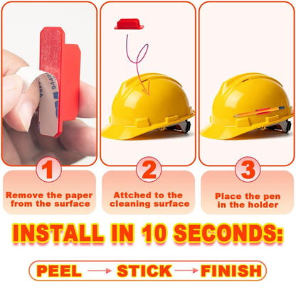 10 Pcs Silicone Pen Holder for Wall,Adhesive Pencil Holder for Clipboard Student Desk Classroom (5-colors)