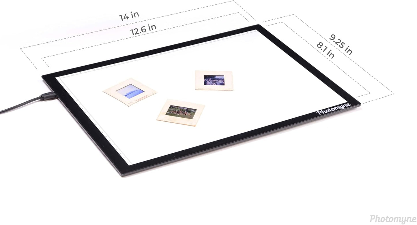 Photomyne A7 Mini Light Pad Backlight Portable Hands-Free Ultra-Thin Ultimate Brightness for Supporting Photo Slides and Film Negative Scanning (Includes USB-C Adapter) - Black (Small)