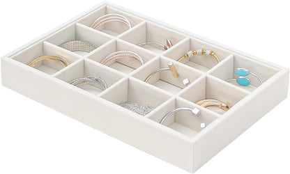 Bedside Organizer - Multi-use Holder for Desk Drawer, Nightstand, Desktop - Catchall Tray for Jewelry, Sunglasses, Phone, Watch, Perfume, Lipstick (Beige 5Grid)