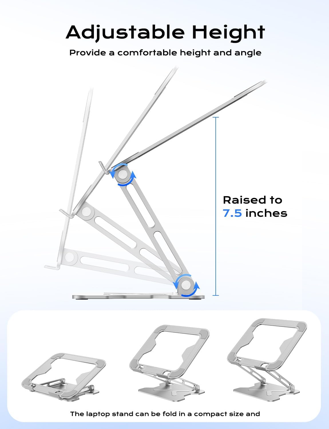 JCZT Adjustable Laptop Stand for Desk, Metal Foldable Laptop Riser, Portable Laptop Holder Mount, Ventilated Cooling Computer Notebook Stand for MacBook Air Pro, All 10-16'' Notebooks Laptops, Pink
