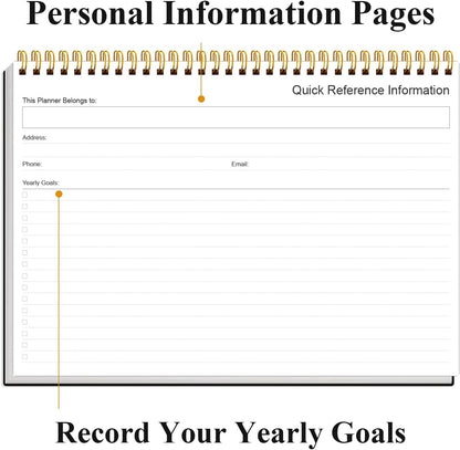 Weekly Productivity Planner - 8" x 11" Dashboard Desk Pad/Planner, Habit Tracker, Spiral Undated Weekly Planner for Office/School/Home, 54 Weeks, Black