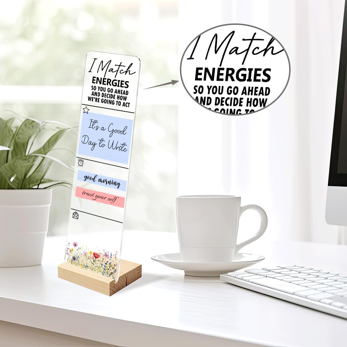 Sticky Note Holder Acrylic Monitor Memo Board Desk Organizers and Accessories Desk Decor Post It Note Holder with 200Pcs Sticky Notes Funny Sarcastic Office Positive Desk Sign