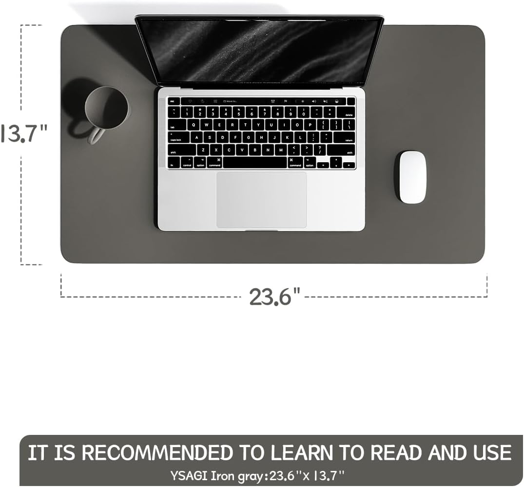 YSAGi Non-Slip Leather Desk Pad, Waterproof Laptop Computer Desk Keyboard Mat, Table Protector Blotter Mat, Large Mouse Pad for Office/Work/Home/Decor(Black, 31.5" x 15.7")