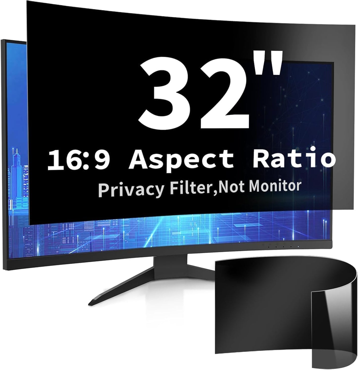 2 Pack- 27 Inch Curved Computer Privacy Screen Filter for 16:9 Widescreen Computer Screen Protector Computer Screen Privacy Shield Anti Glare and Blue Light
