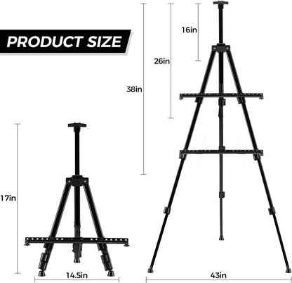 Art Easel for Painting and Display – Adjustable Floor 66 Inch Folding Metal Easel Stand for Sign - Table Top Canvas Stand - Portable Drawing Paint Heavy Duty for Artists Adults Holder or Teen