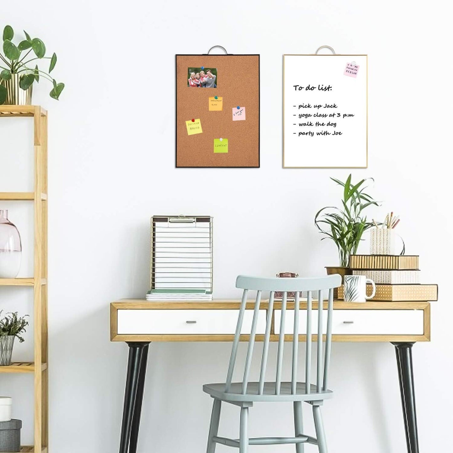 TSJ OFFICE Small Whiteboard Cork-Board - 16" X 12" Portable Aluminum Black Framed Magnetic Dry Erase Board, Small Bulletin Cork Board with Holder for Office, Home and School