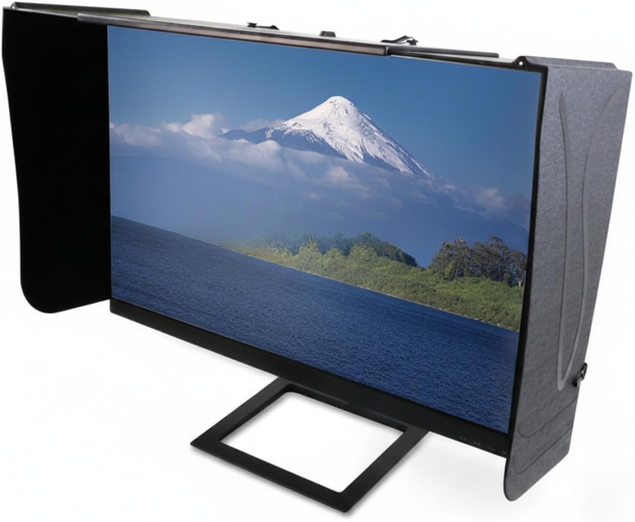 13-Inch Monitor Sunshade Hood, Adjustable PU Leather Screen Visor for Bright Offices, Black