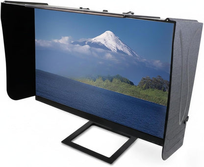 13-Inch Monitor Sunshade Hood, Adjustable PU Leather Screen Visor for Bright Offices, Black