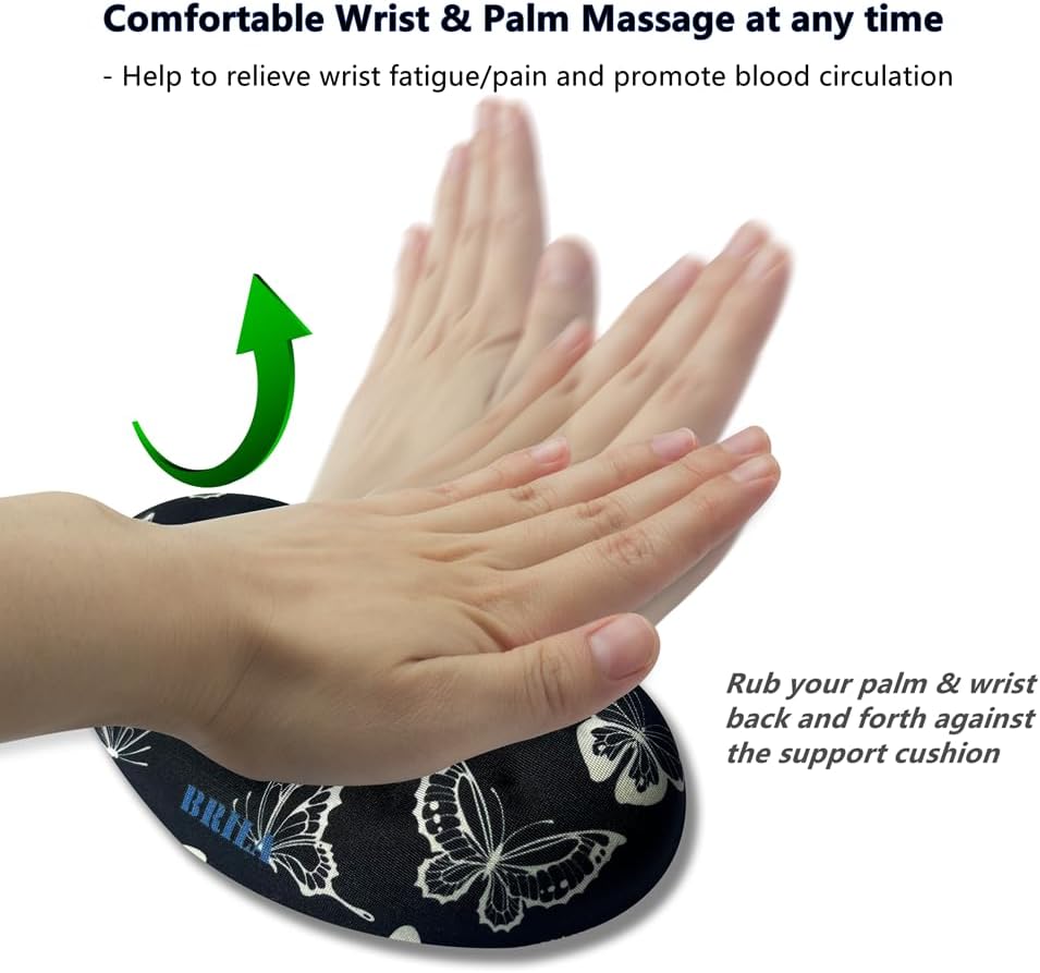 BRILA Ergonomic Memory Foam Mouse Wrist Rest Support Pad Cushion for Computer, Laptop, Office Work, PC Gaming - Massage Holes Design - Wrist Pain Relief (Black Mouse Wrist Rest)