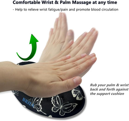 BRILA Ergonomic Memory Foam Mouse Wrist Rest Support Pad Cushion for Computer, Laptop, Office Work, PC Gaming - Massage Holes Design - Wrist Pain Relief (Black Mouse Wrist Rest)