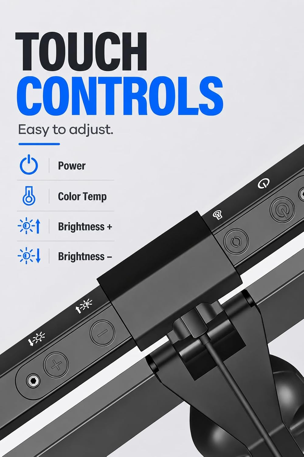 Laptop Monitor Light Bar, USB e-Reading LED Task Lamp, 3 Adjustable Color Temperature, 10 Dimming Brightness Levels, No Screen Glare, Space Saving, Eye Health Care, Portable for Travel