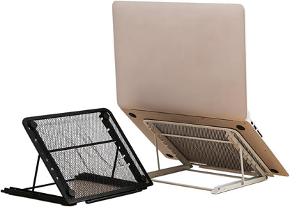 Ergonomic Laptop Tablet Stand Metal Mesh Ventilated Desktop Adjustable Computer Holder Riser Compatible with Apple MacBook Air Pro Dell XPS HP Samsung Lenovo More Laptops up to 16" (Black)