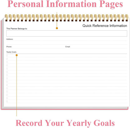 Weekly Productivity Planner - 8" x 11" Dashboard Desk Pad/Planner, Habit Tracker, Spiral Undated Weekly Planner for Office/School/Home, 54 Weeks, Black