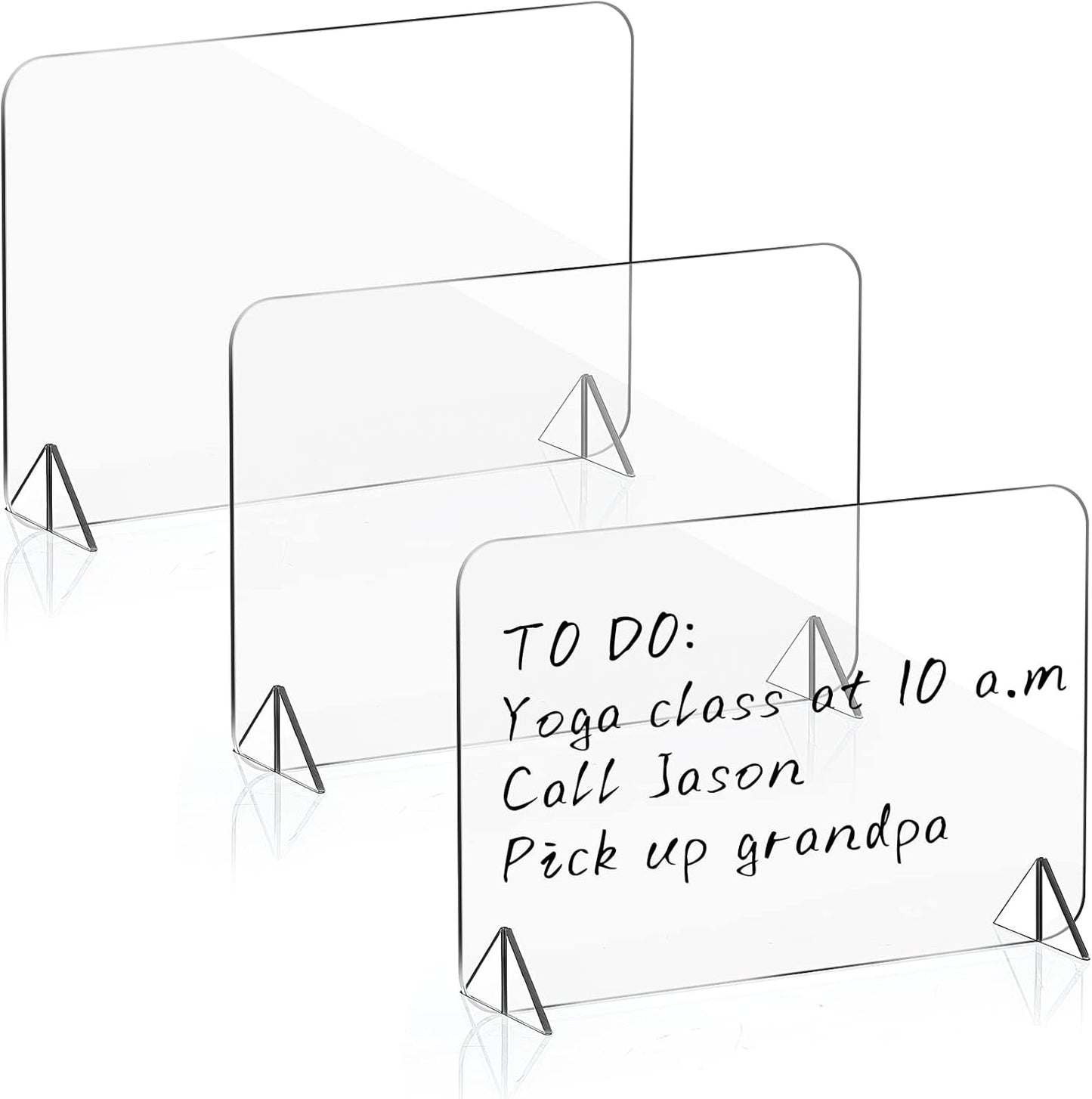 3 Pack Acrylic Dry Erase Board and Marker Glass Alternative Clear Memo Tablet Desktop Display Frameless Small Writing Whiteboard with Stand for School Office Home(5.91 x 7.87 Inch)