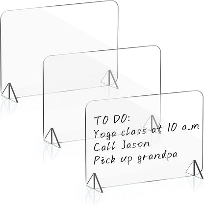 3 Pack Acrylic Dry Erase Board and Marker Glass Alternative Clear Memo Tablet Desktop Display Frameless Small Writing Whiteboard with Stand for School Office Home(5.91 x 7.87 Inch)