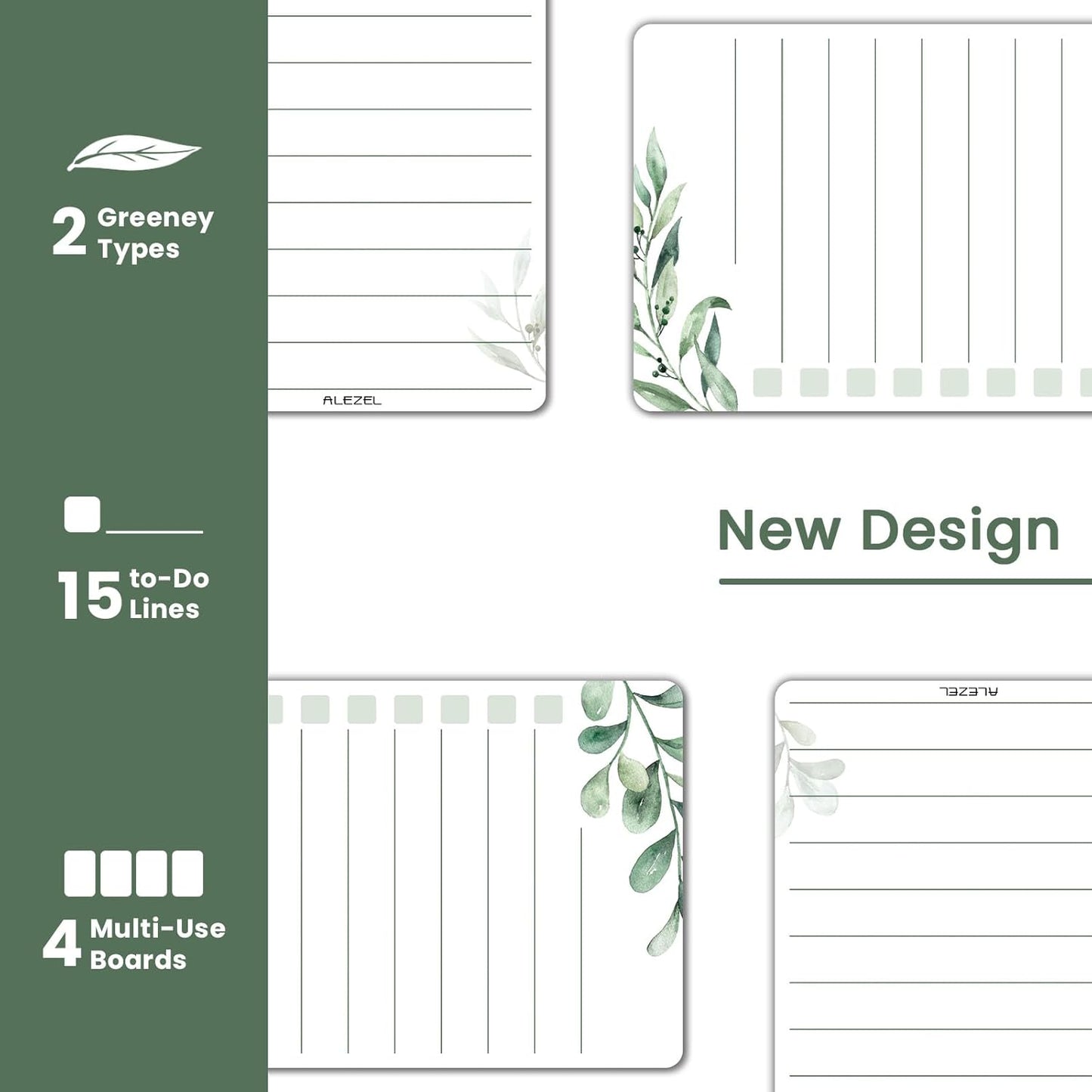 ALEZEL Magnetic to Do List White Board for Fridge, Multifunctional Dry Erase List Board for Refrigerator - Set of 4 Magnetic Grocery List Whiteboards, 4 Markers + Eraser