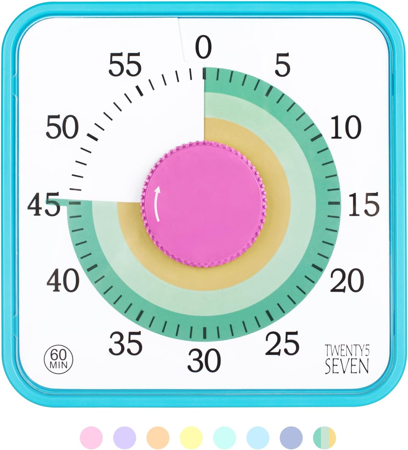 Visual Timer 7.5 inch; 60 Minute 1 Hour Countdown Timer for Kids Classroom Teaching Tool Home Office Meeting, Mechanical Countdown Clock for Exam Time Management Magnetic, Sky Blue with Colorful Disc