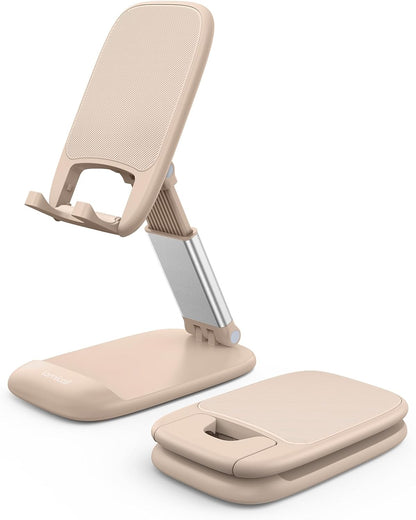 Lamicall Cell Phone Stand for Desk - [Height Adjustable] Foldable Mobile Phone Holder, Portable Stand for iPhone 17 16 15 14 13 12 11 Pro Max Plus Air, Galaxy S25, Office Gift, Telephone Accessories