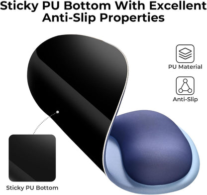 EooCoo Ergonomic Mouse Pad with Gel Wrist Rest Support, Middle Concave Design for Natural Wrist Alignment, Non-Slip Base Mousepad for Laptop, Computer, Office Desk Accessories, Carpal Tunnel Syndrome