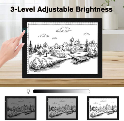 HUAYEYC B4 LED Copy Board Light Tracing Box, 3 Levels Adjustable Brightness Light Pad, for Tattoo Drawing, Streaming, Sketching, Animation, Stenciling, Vinyl Weeding, with 4Pcs Clip and Stand
