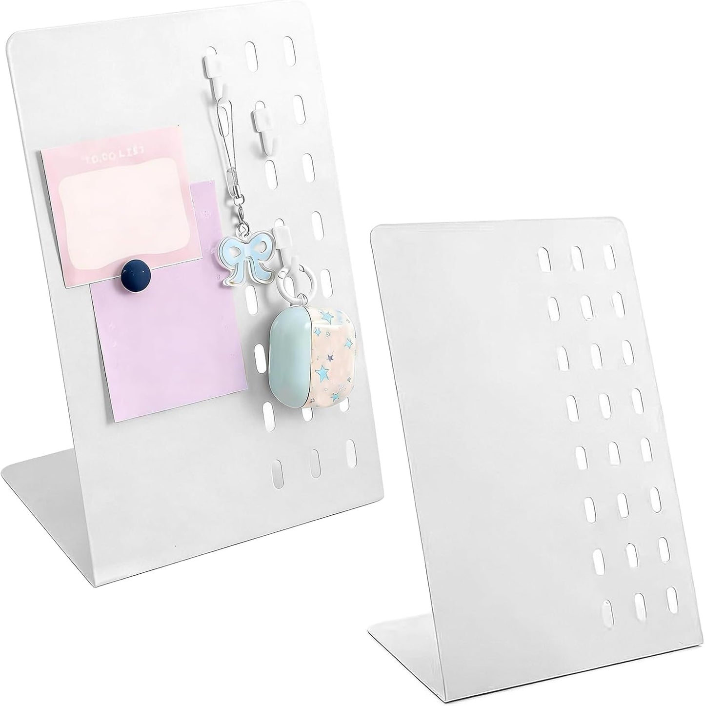 FLWAL Magnetic Bulletin Board, 13*9 Inch Magnetic Metal Desktop Memo Display Bard with Bracket, Suitable for Back to School Menu Table, Home Kitchen, School and Office Supplies (white, Large,2 Pack)