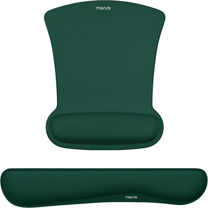 MOSISO Wrist Rest Support for Mouse Pad & Keyboard Set, Ergonomic Mousepad Non-Slip Base Home/Office Pain Relief & Easy Typing Cushion with Neoprene Cloth & Raised Memory Foam, Black