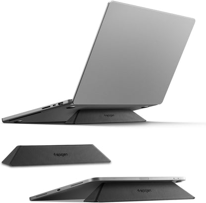 Spigen Slim Fold Portable Laptop Stand Keyboard Riser Foldable Ergonomic Angle Lift Anti-Slip Compatible with MacBook Neo, MacBook Air, MacBook Pro 11"-16" and iPad/Air/Pro and More - Black (LD201-S4)