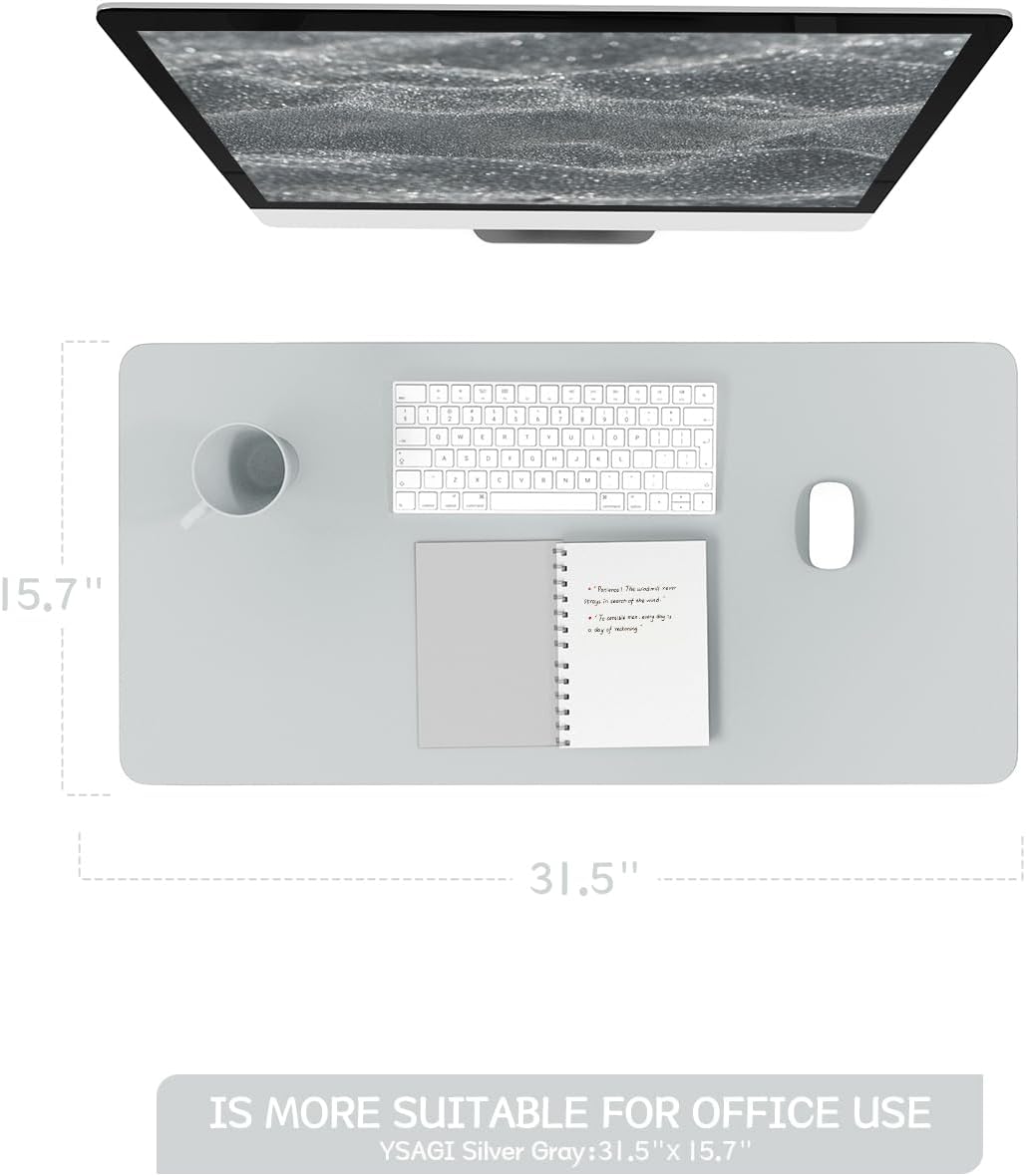 YSAGi Non-Slip Leather Desk Pad, Waterproof Laptop Computer Desk Keyboard Mat, Table Protector Blotter Mat, Large Mouse Pad for Office/Work/Home/Decor(Black, 31.5" x 15.7")