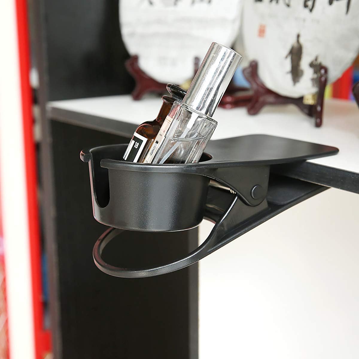 Drink Cup Holder Clip Home Office Table Desk Side Huge Clip Water Drink Beverage Soda Coffee Mug Holder Cup Saucer Clip Design