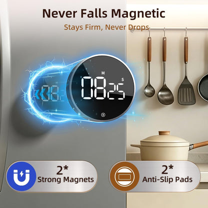 VOCOO Digital Kitchen Timer - Magnetic Countdown Countup Timer with Large LED Display Volume Adjustable, Easy for Cooking and for Seniors and Kids to Use (Space Grey)