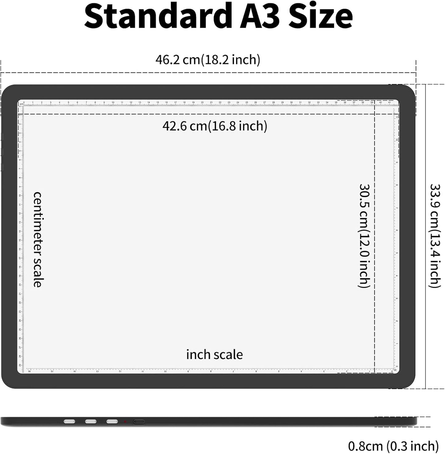 TOHETO Rechargeable A2 Light Pad for Diamond Painting 25.2''x18.4'', Magnetic Diamond Art Light Board, Wireless Lightbox for Tracing and Drawing, Cordless LED Light Table for Sketching, Weeding Vinyl