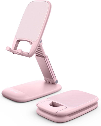 Lamicall Cell Phone Stand for Desk - [Height Adjustable] Foldable Mobile Phone Holder, Portable Stand for iPhone 17 16 15 14 13 12 11 Pro Max Plus Air, Galaxy S25, Office Gift, Telephone Accessories