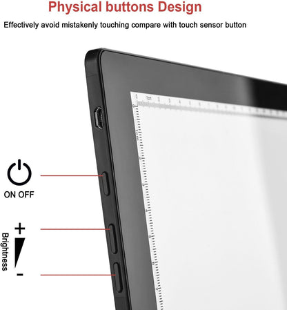 Light Box,Magnetic A4 Light Pad LED Tracing Light Board Physical Buttons Control USB Powered Ultra-thin Dimmable Brightness for Diamond Painting Tatoo Pad Animation,Sketching,Stencilling X-ray Viewing