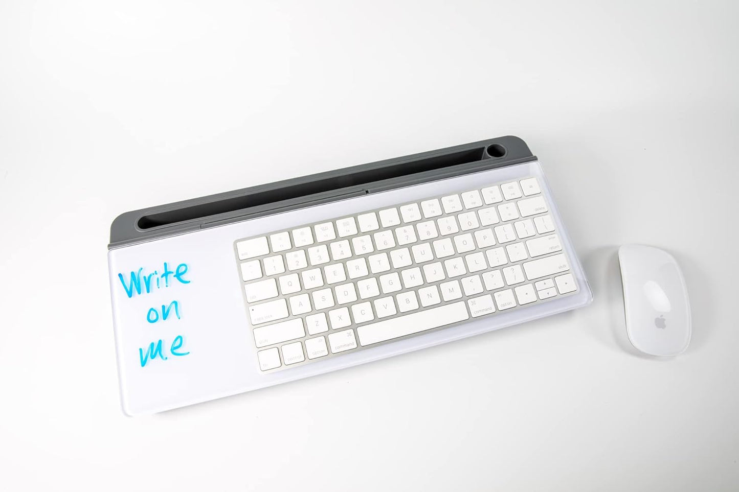 Glassboard Studio Glass Dry Erase Doodle Tray for Desktop Office Supply Storage - Marker and Eraser Included (8 Markers, White)
