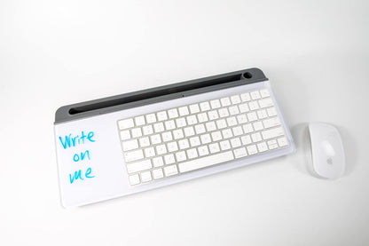Glassboard Studio Glass Dry Erase Doodle Tray for Desktop Office Supply Storage - Marker and Eraser Included (8 Markers, White)