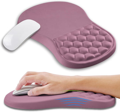 Ergonomic Mouse Pad Wrist Support with Memory Foam Massage Bulge, Carpal Tunnel Pain Relief Mousepad Wrist Rest for Mouse(12x8 inch, Silver Gray Light Purple)